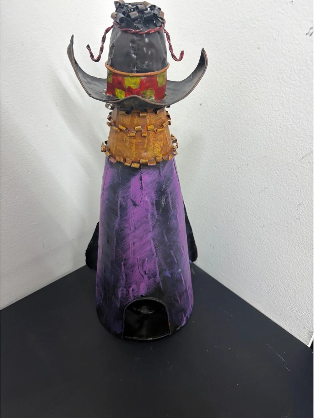 Halloween Metal Witch Candle Holder with Cut-outs
